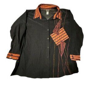 Vintage Koos Of Course Shirt Patchwork Crazy Print Button Down Blouse 3X